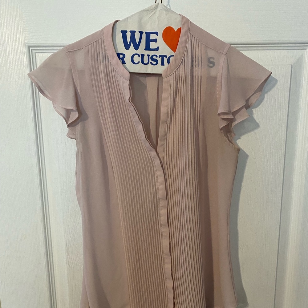Ruffle sleeve button down shirt